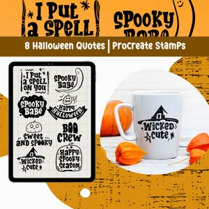 Halloween Procreate Stamp Procreate Halloween Quote Overlay Tshirt Halloween Stamp Spooky Doodle Stamp Brush For Procreate Digital Brush