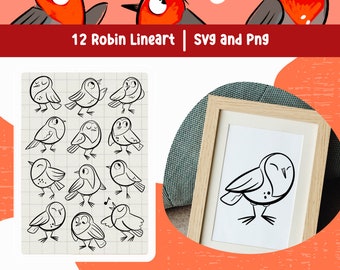 Robin Clipart Set, Drawings Of Robins in PNG and SVG format for commercial and personal use