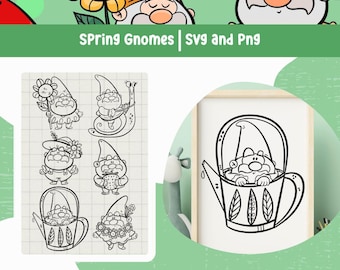 Gnome PNG and SVG pack, 6 line drawings for personal and commercial use