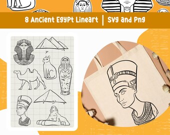 Ancient Egypt Clipart: Pharaoh, Pyramid, Sphinx (SVG, PNG)