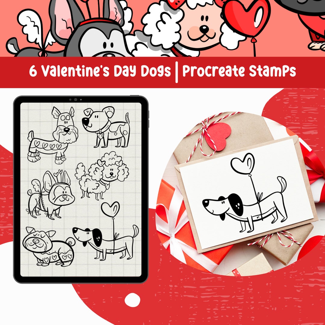Procreate Lab Dog Procreate Stamp Valentine Dog Procreate Stamp for Procreate Valentine ...
