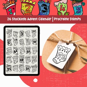 Christmas Stocking Advent Calendar Procreate Stamps (Digital Download)