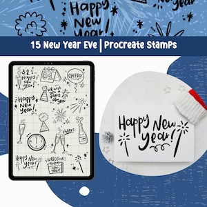 Neujahr Procreate Stempeln Festliche Procreate Bürsten Silvester Frohes Neues Jahr Weihnachten Procreate Stempel Procreate Gekritzel Procreate Pinsel