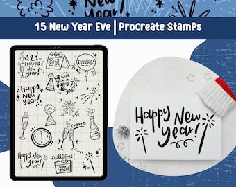 New Year Procreate Stamps: Festive Doodles (Brushset)