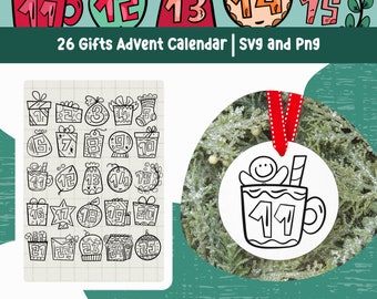 Adventskalender SVG Bundle: Weihnachten Clipart (PNG, SVG)