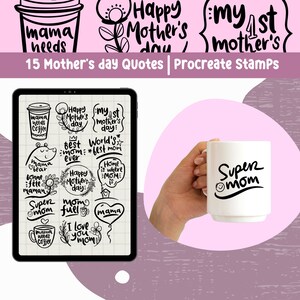 Procreate Borstels Moederdag Procreate Stempel Borstel voor Procreate Bundel Cadeau voor moeder Motiverende Citaat van Moeder Mama Beer