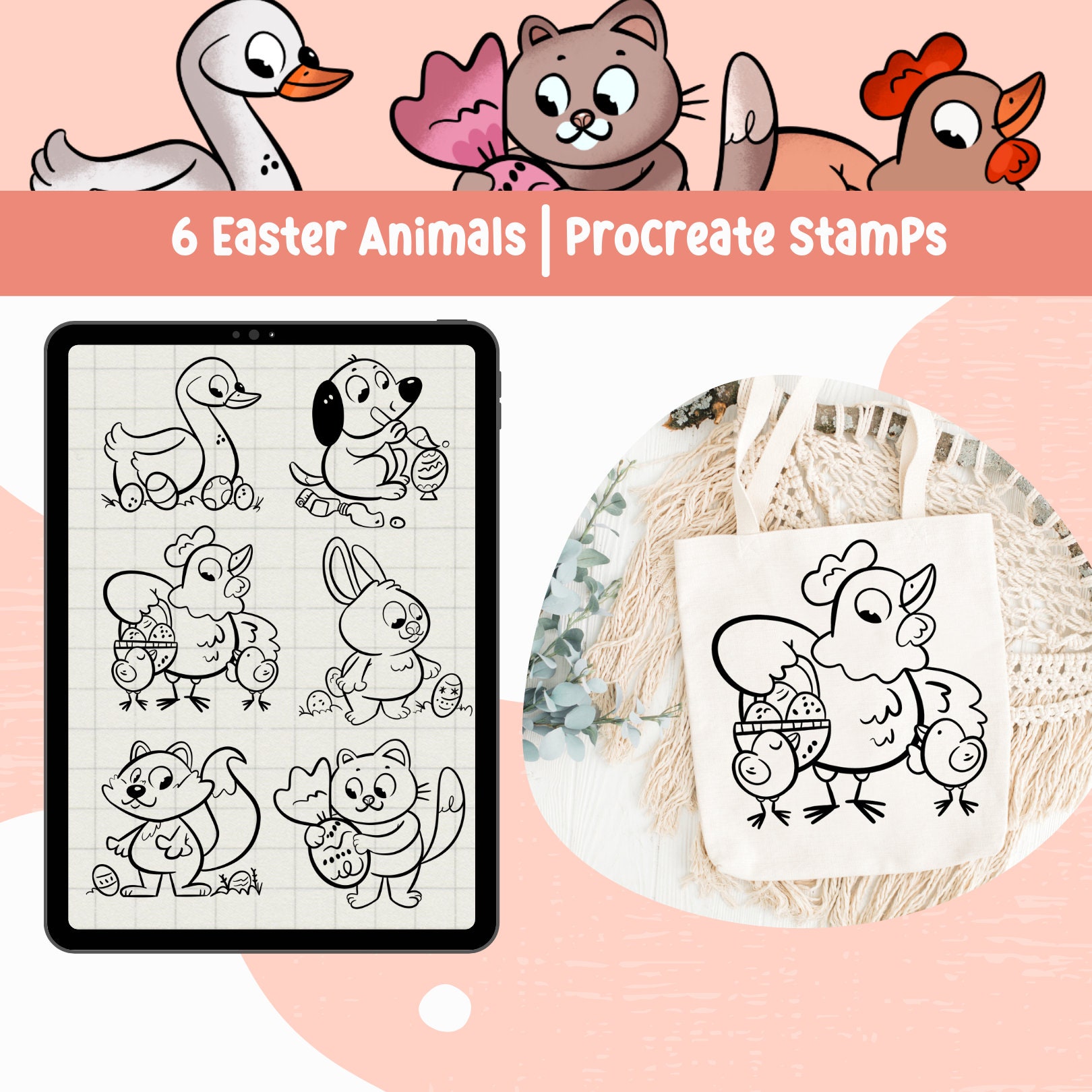 Easter Procreate Stamp Procreate Brushes Procreate Animal Brush for ...