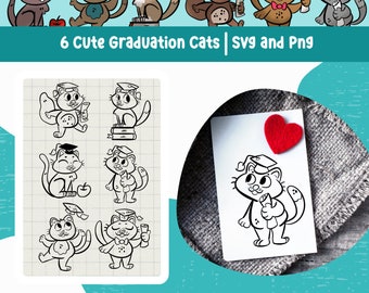 Kindergarten Graduation Svg Bundle Cat Portrait Cute Cat PNG File Cricut Cat Clipart Animal Svg Cute Cat Sublimation File Digital Download