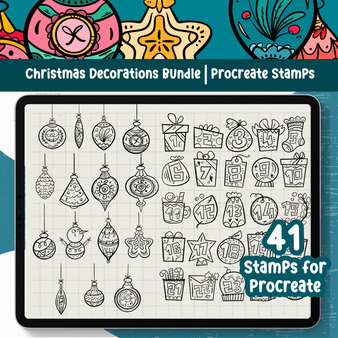 Procreate Bundle Christmas Procreate Stamps Christmas Procreate Brushes ...