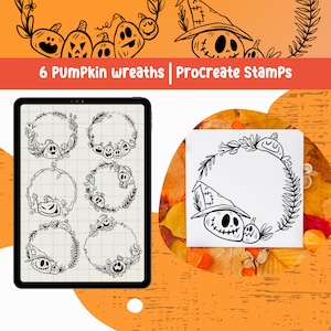 Procreate Stamp Brush Pumpkin Wreath Pumpkin Procreate Brushes Cute Pumpkin Halloween Craft Spooky Digital Brush Creepy Procreate Tool