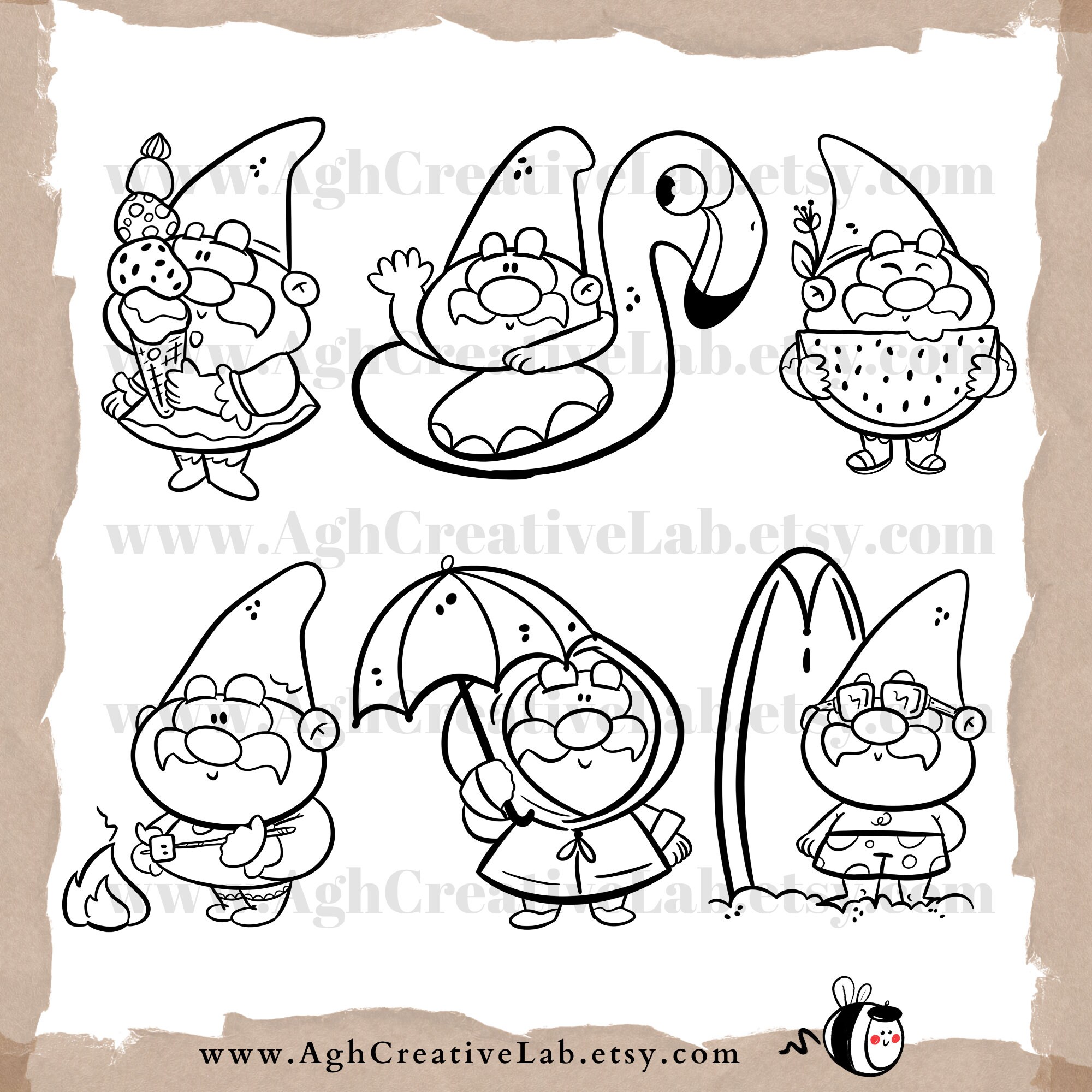 Summer Gnomes Procreate Stamp Cute Clipart Gnome Digital Brushes ...