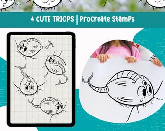 Cute Triops Procreate Stamp Prehistoric Aquatic Creature Procreate Brush Cute Animal Clipart Living Fossil Digital Stamp Illustration Kawaii
