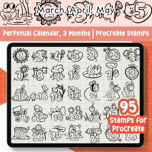 Perpetual Calendar Procreate Stamp Procreate Brush Printable Calendar School Procreate
