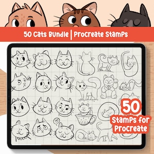 Procreate Stamp Cat Bundle Animal Procreate Brush Cat Procreate Stamp Maneki Neko Lucky Cat Procreate Animal Digital Art Procreate Cute Cat