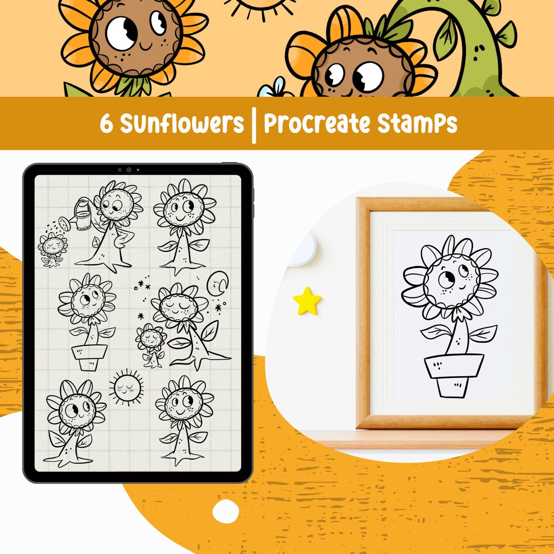Procreate Brush Flower Procreate Sunflower Procreate Stamp Nature ...