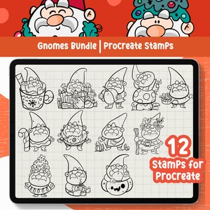 Gnomes Bundle Procreate Bundle Christmas Procreate Brushes Procreate Stamps Christmas Gnome Procreate Brushes Stamp for Procreate