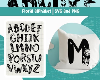 Pakiet kwiatowy alfabet SVG i PNG