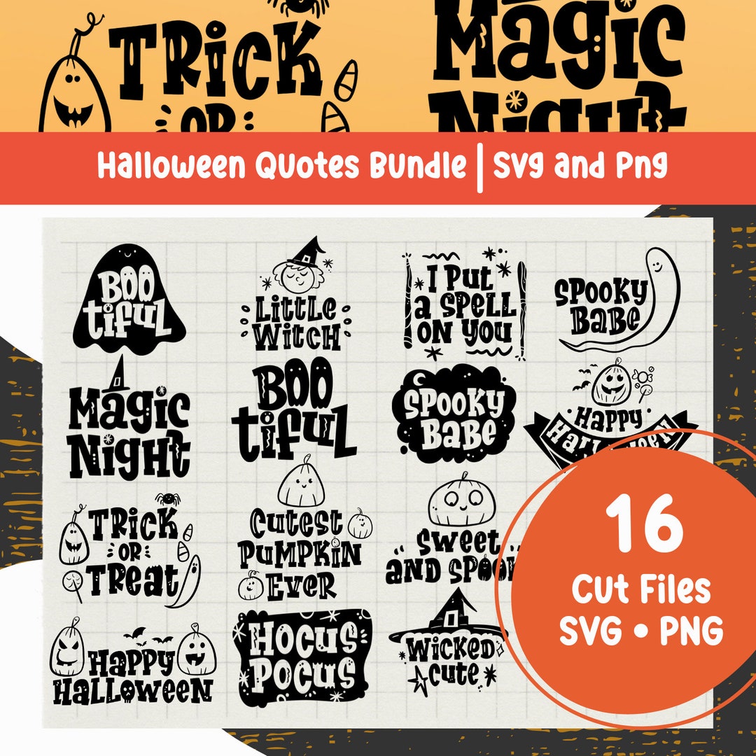 Halloween Quotes SVG Bundle: Hocus Pocus, Spooky Clipart (16 Files) - Etsy