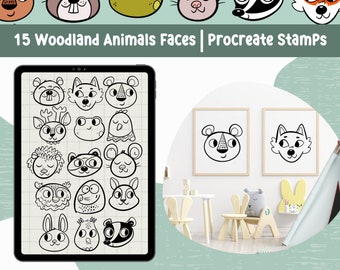 Animal Face Procreate Animal Stamp Woodland Animal Forest Procreate Stamp Cute Animal Procreate Brush Bundle