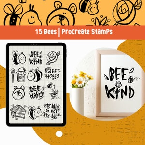 Procreate Brushes Bee Procreate Stamp Digital Bee Stamp For Procreate Bee & Flower Nature Themed Insect Procreate Stamp Honey Bee Clipart