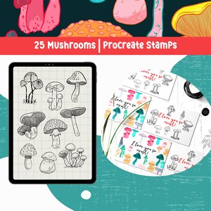 Mushroom Procreate Brushes Procreate Stamp Procreate Brush Mushrooms Stamp Procreate Bundle Mushroom Bundle Fungi Cute Mushroom