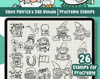 Saint Patricks Day Procreate Stamp Gnome Procreate Cute Gnome Brush for Procreate St Patrick Day Commercial Use