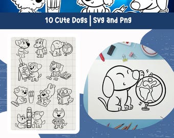 Cute dog SVG file Dog PNG for Cricut School Dog Clipart Classroom Dog Silhouette Svg Puppy Svg Cartoon Dog for kid School Clipart Pet Svg