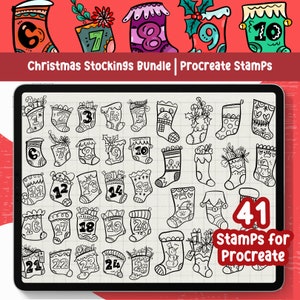 Procreate Bundle Christmas Procreate Brushes Procreate Stamps Procreate Brush Commercial Use Christmas Stocking Clipart