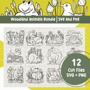 Set di pacchetti di animali del bosco Foresta animale Svg Natura Svg Woodland Png Nursery Decor File in formato Svg