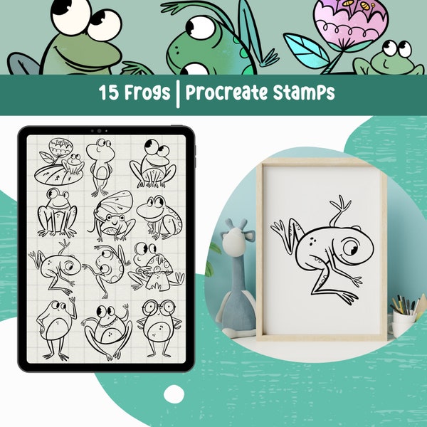 Procreate Brush Cute Frog Procreate Download IPad Download Procreate Stamp Procreate Animal Digital Drawing Frog Clipart Animal Procreate