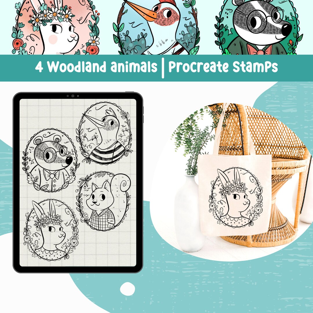 Procreate Brush Animal Procreate Stamp Woodland Animal Procreate Brush