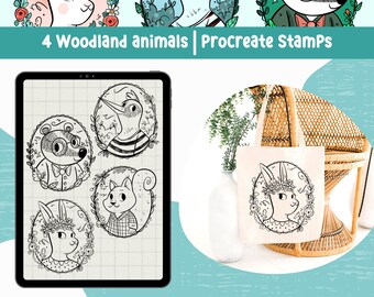 Woodland Animals Procreate Stamps: Detailed Brush Set (Digital Download)