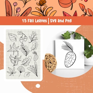 Paquete de imágenes prediseñadas de hojas de otoño, archivo Svg de otoño, archivo Png para sublimación, archivo Svg Cricut, uso comercial, otoño Png