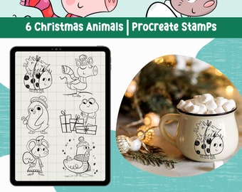 Procreate Christmas Stamps Procreate Brushes Christmas Animal Winter Procreate Stamp Brush for Procreate Christmas Stamps Teacher Clipart