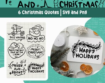 Christmas Quotes SVG Bundle: Hand-Drawn Holiday Clipart (Digital Download)