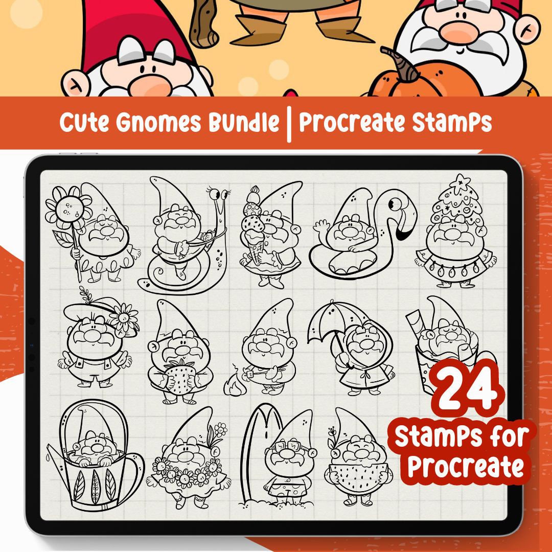 Cute Gnomes Procreate Stamp Gnome Procreate Brushes Seasonal Procreate ...