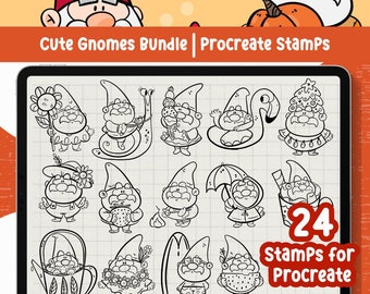 Cute Gnomes Procreate Stamp Gnome Procreate Brushes Seasonal Procreate Digital Stamps Cute Gnome Brush for Procreate Commercial Use