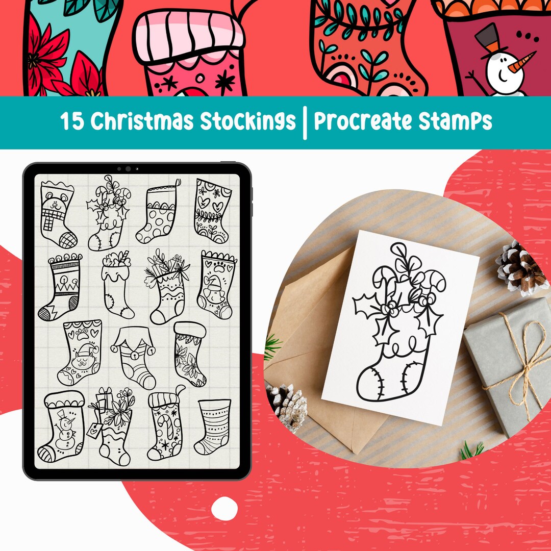 Christmas Procreate Stamp Christmas Stocking Procreate Brush for ...