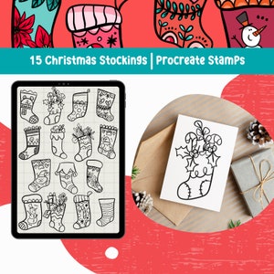Christmas Procreate Stamp Christmas Stocking Procreate Brush for Procreate TPT Clipart Festive Laser Cut File Cute Christmas Clipart