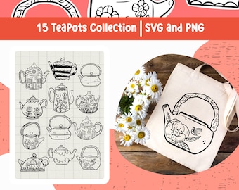 Teapots SVG Bundle: Tea Cup Clipart, Cut Files (Commercial Use)