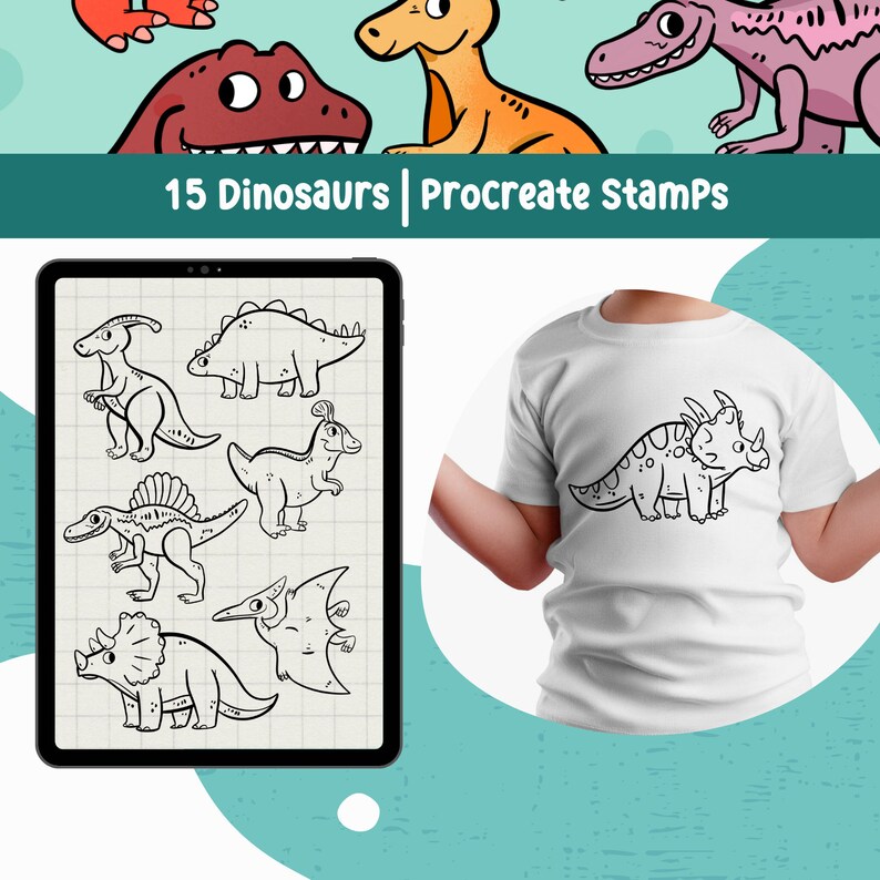 Procreate Bundle Dinosaur Procreate Brushes Dinosaur Procreate Stamp ...