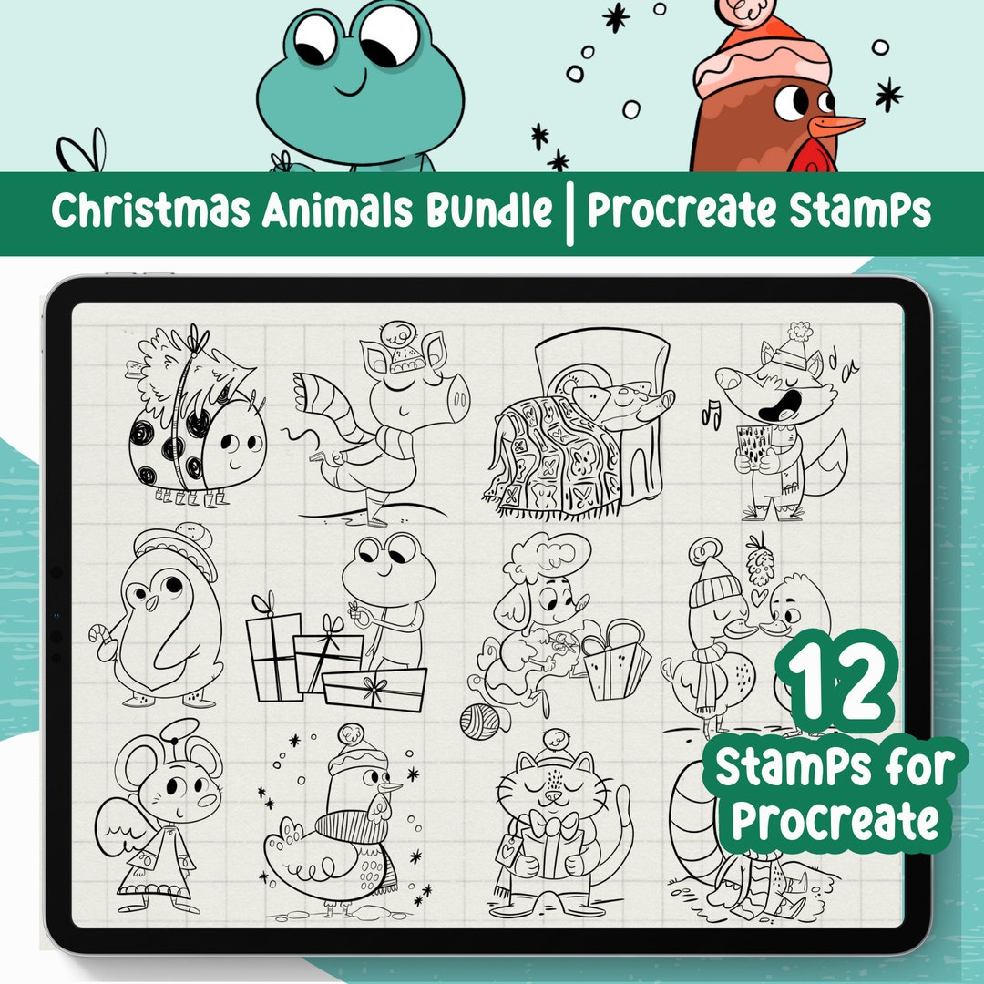 Procreate Stamp Animal Procreate Brush Christmas Procreate Bundle Set ...