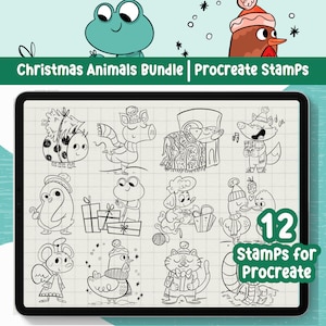 Procreate Stamp Animal Procreate Brush Christmas Procreate Bundle Set Commercial Use