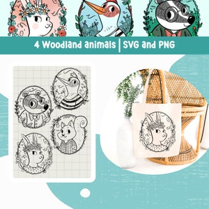 Woodland Animal SVG Animal Png File Woodland Baby Shower Decoration Rabbit Clipart Woodland Nursery Decor Svg Bundle Badger Svg Woodpecker