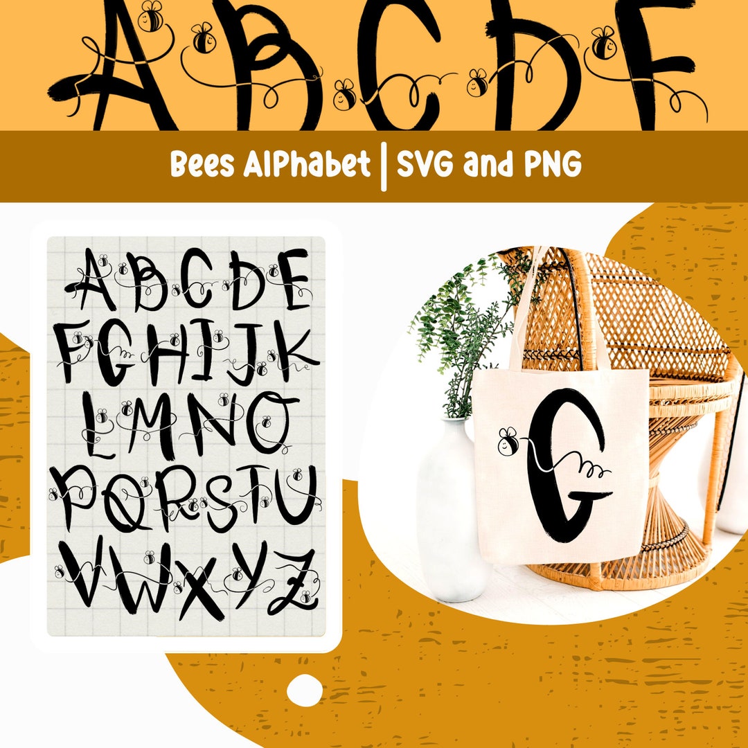 Bee Svg Bee Alphabet SVG Bee Clipart Letter SVG Alphabet Design SVG ...