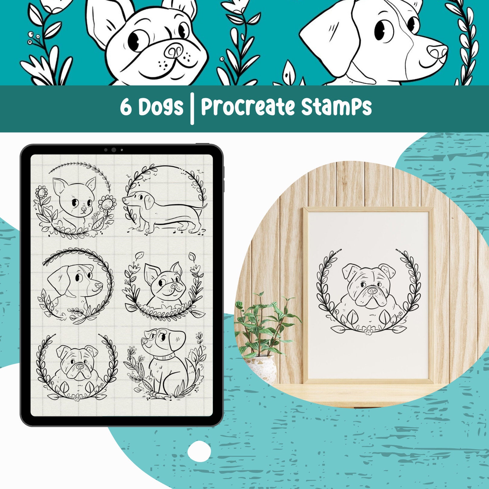 Procreate Stamp Dog Procreate Brushes Dog Portrait Dog Breed Line