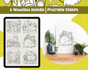 Woodland Animal Procreate Stamp Brushes: Nursery Art (Digital Download)