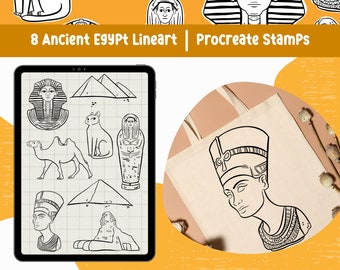 Ancient Egypt Procreate Stamps: Pharaoh & Pyramid Art (Brushset)