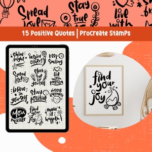 Positive affirmations, a set of 15 handwritten Procreate brushes
