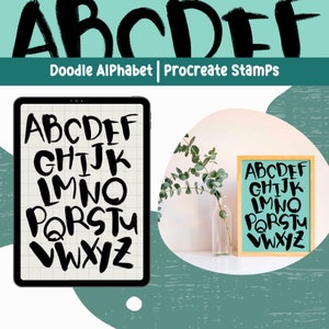 Procreate Sello Monograma Procreate Pinceles Alfabeto Manuscrito Sello Pincel Para Procreate Alfabeto Clipart Mano Dibujar Letra